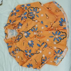 Orange & blue floral button down, size XL nwot